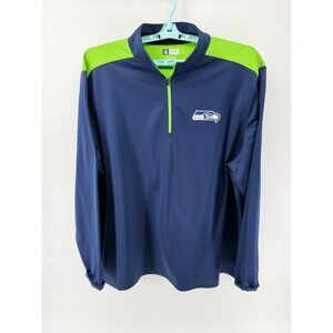 Seattle Seahawks Mens 3XL Blue Green 1/4 Zip Pullover Shirt NFL Team Apparel